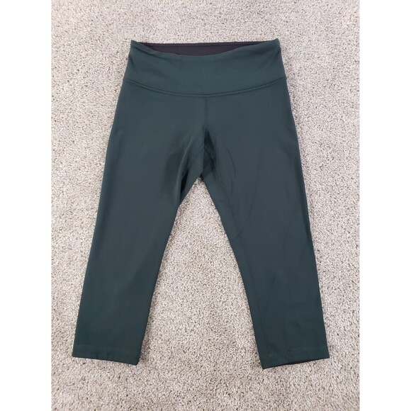 Lululemon Wunder Under Reversible Leggings Pants 4 Green Solid Capri - Picture 1 of 11